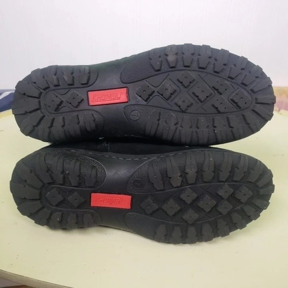 Khombu Women's Black Suede Gray Faux Fur Ankle Boots Size 7M - Picture 3 of 9